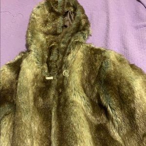 Pamela McCoy faux fur walker with hood